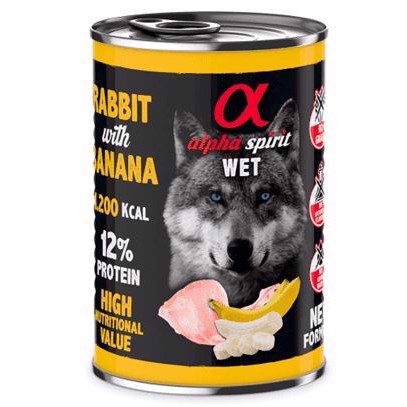 Alpha Spirit dåsemad, Rabbit with Banana, 400g